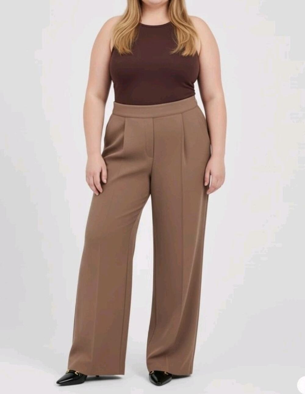 spanx carefree Crepe pleated wide leg pull on trouser pants women's size 3X